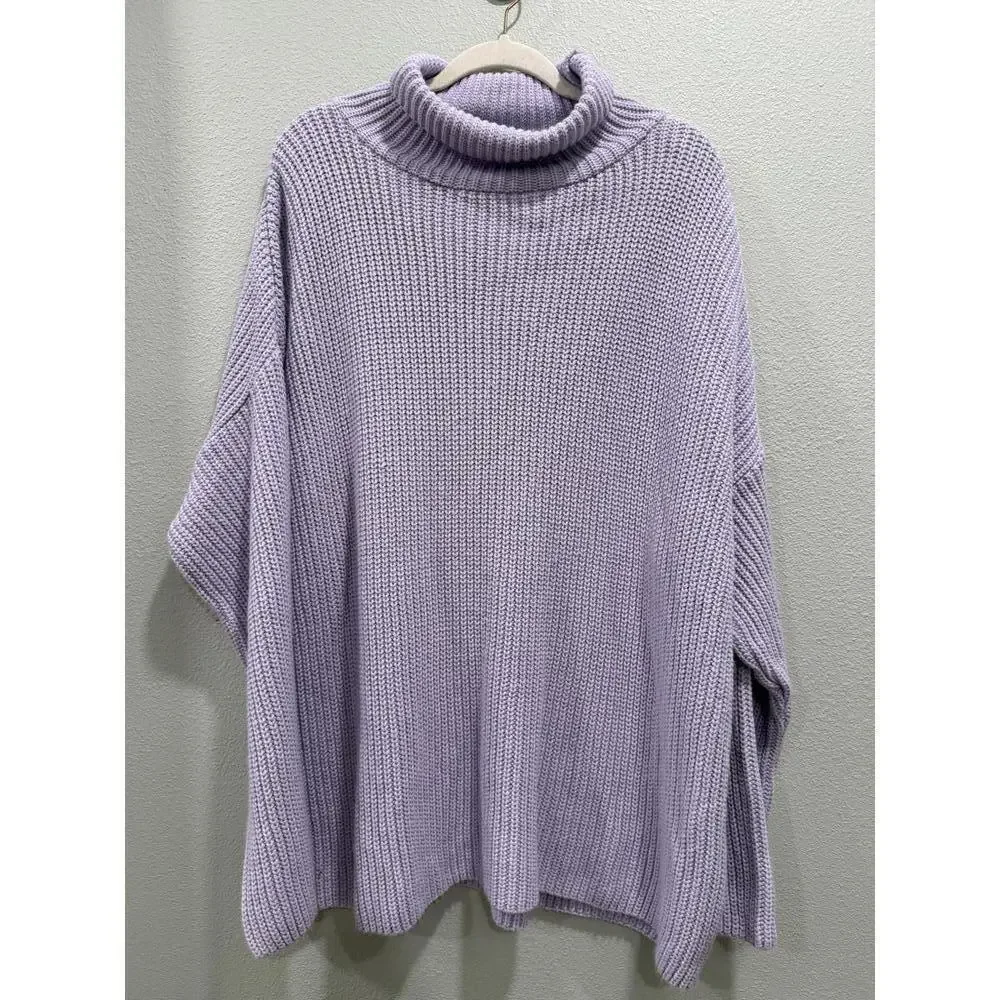 ASOS Design Lilac Turtleneck Roll Down Tunic Knit Sweater, Women's Large